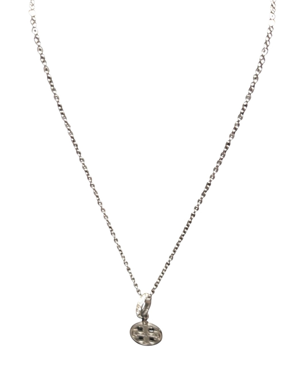 Tory Burch Silver Logo Disc Pendant Necklace - Silver - Picture 7 of 8